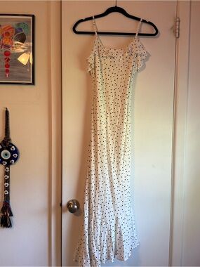 American Eagle Outfitters White Maxi Dress with Black Heart Print